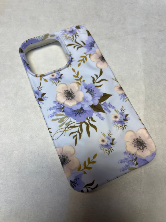 PURPLE & WHITE FLOWERS PRINTED CASE 13 pro￼