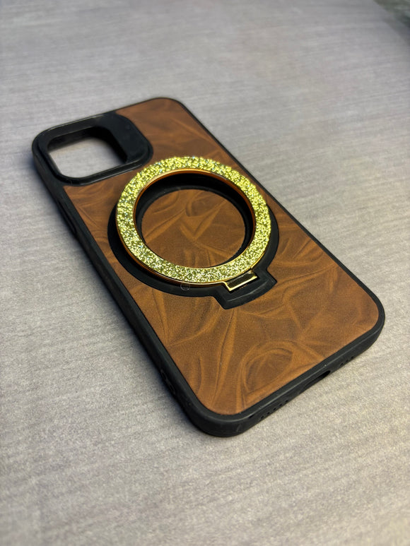 BRWON STAND GLITER CASE