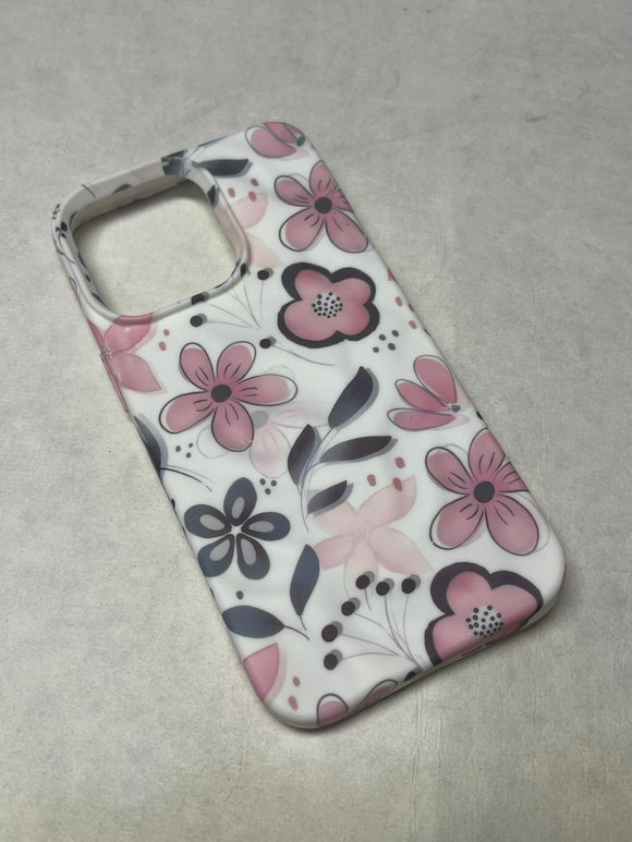 WHITE & LITE PINK FLOWERS CASE 13 pro