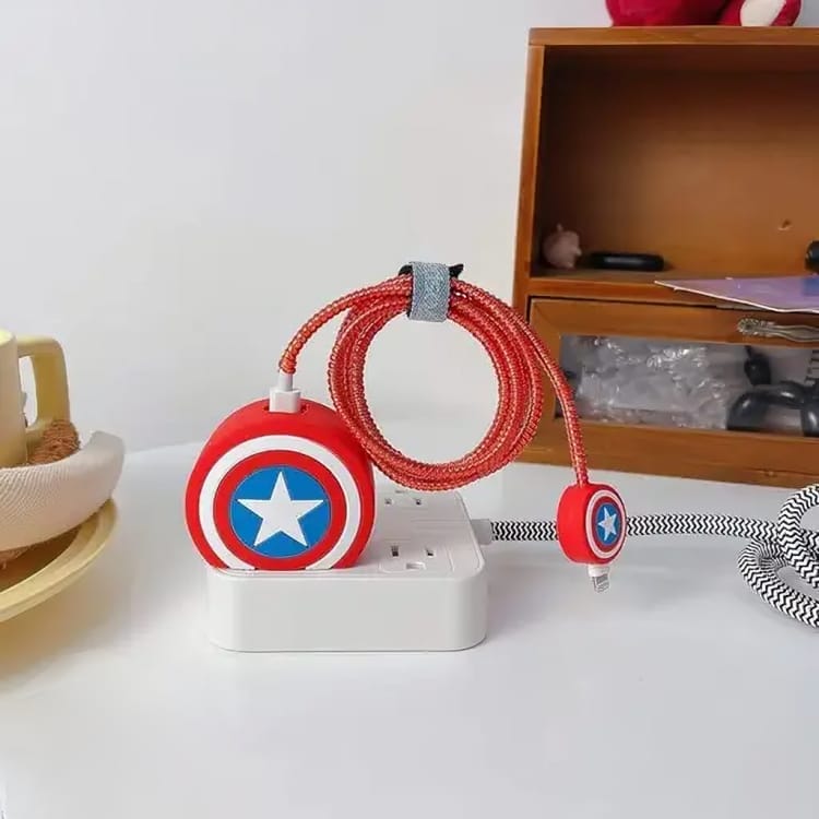 Charger Protection Case Cartoon series - Captain america Shield