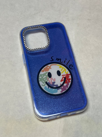 SMILE FACE NAVY BLUE STONE CASE 13 pro