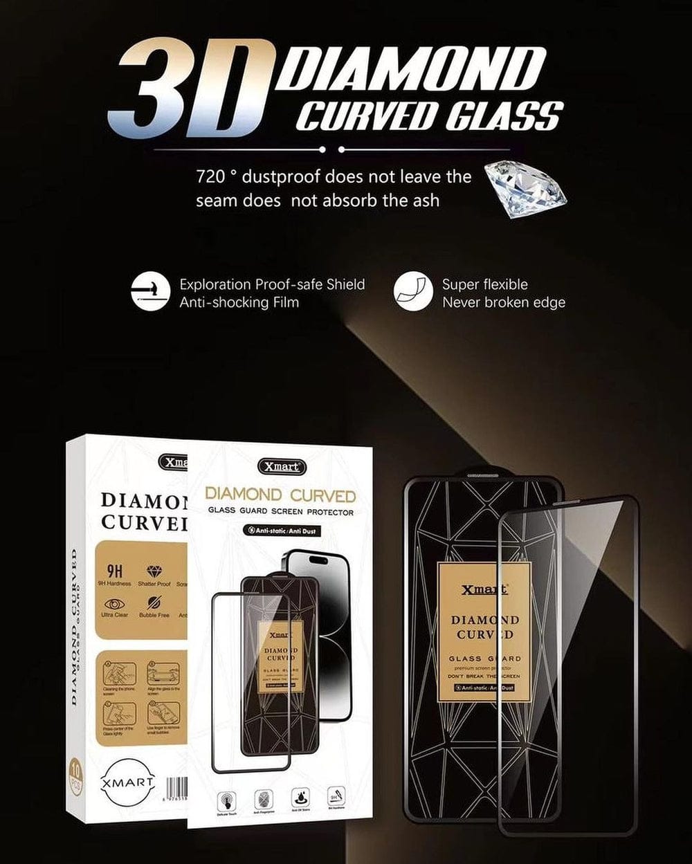 Diamond Curved Temper Glass